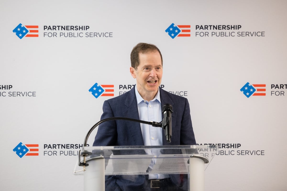 Partnership President and CEO Max Stier providing opening remarks during the 2023 Trust Summit: A Government of the People.